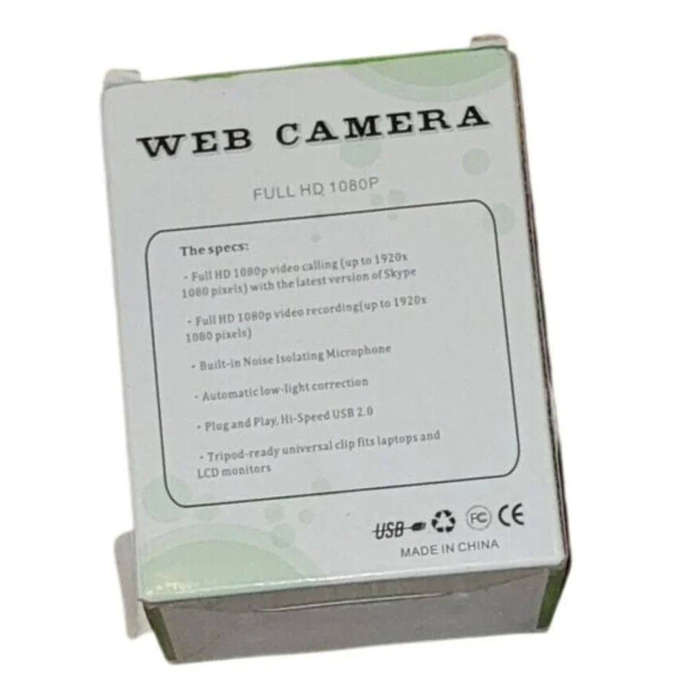 Full HD 1080P Web Camera Noise-Isolating Microphone Clip Laptops LCD Monitors